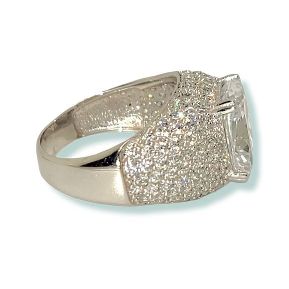 10.37ctw Cushion & Round Platinum on 925 Ring - Picture 7 of 9